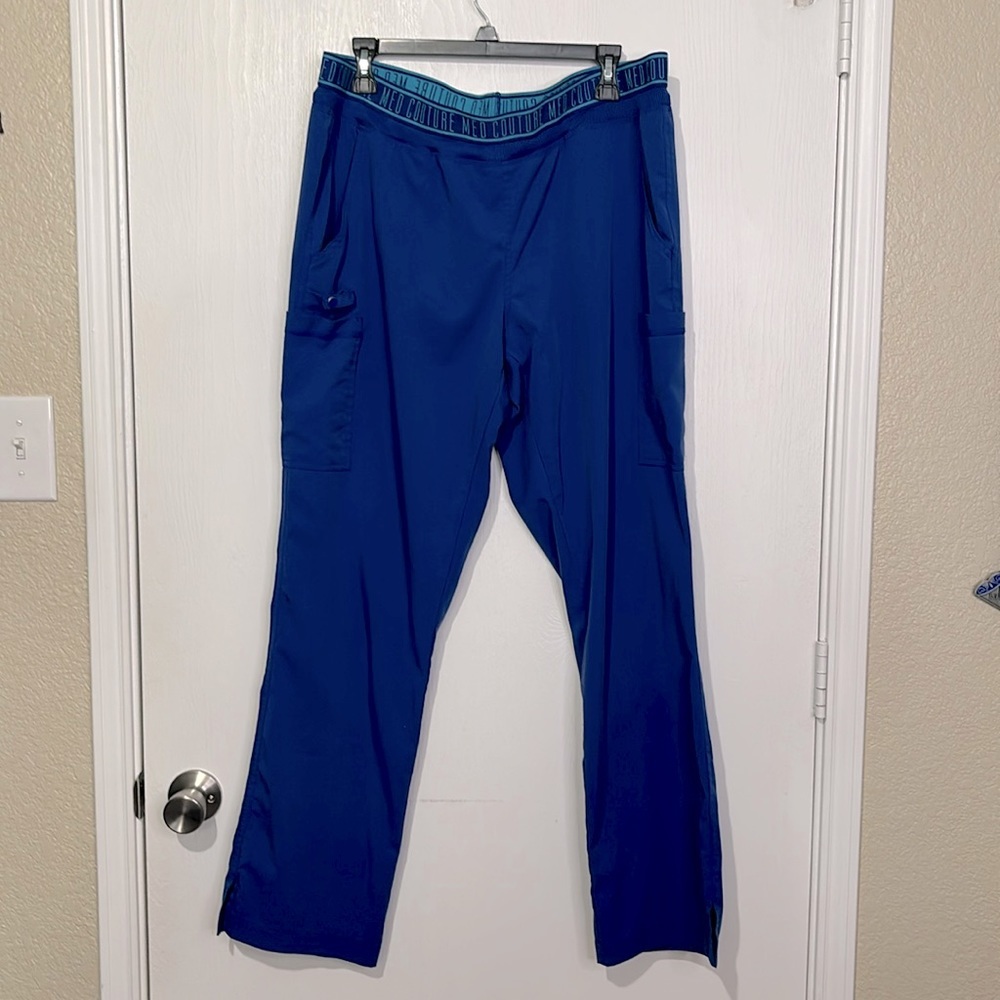 Med Couture Touch Ally Yoga Waist Cargo scrub pant galaxy blue womens size Large